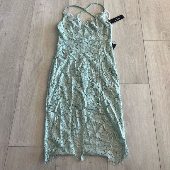 LULUS Mint Green FLIRTING WITH DESIRE Floral Lace BODYCON Cocktail DRESS size xs - Picture 1 of 9